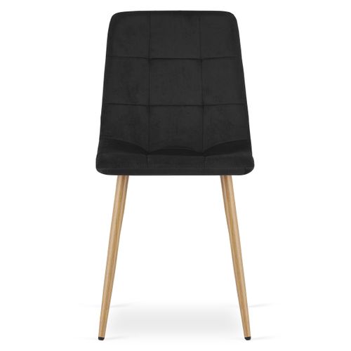 Chaise Kara - Velours Noir / Pieds Couleur Bois X 2 61x52x51