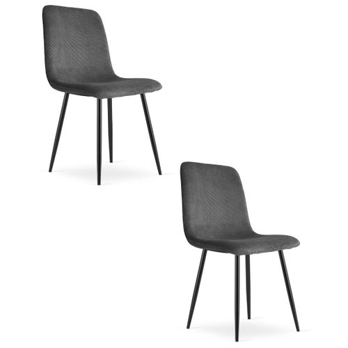 Chaise Rift - Velours Côtelé Gris / Pieds Noirs X 2 61x52x51