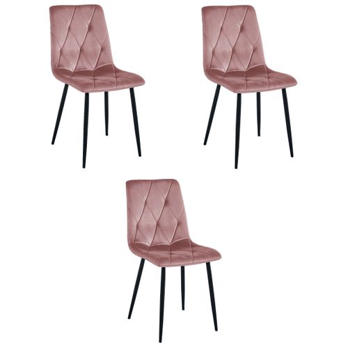 Chaise Libra - Velours Rose / Pieds Noirs X 3 60x56x58