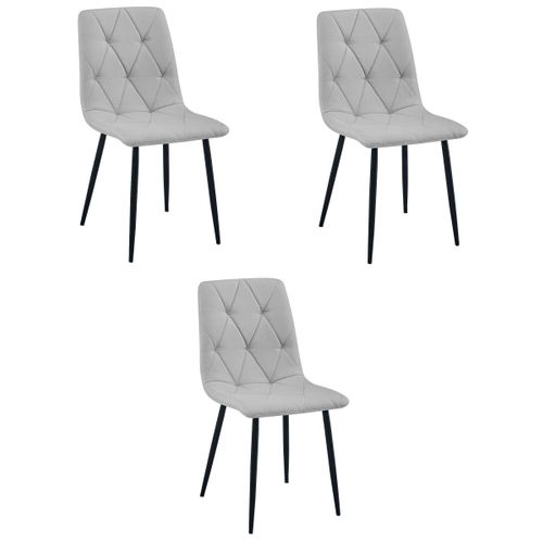 Chaise Libra - Tissu Gris Clair/pieds Noirs X 3 60x56x58