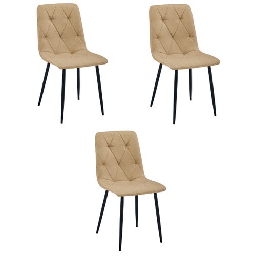 Chaise Libra - Tissu Brun / Pieds Noirs X 3 60x56x58