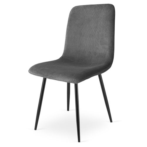 Chaise Rift - Velours Côtelé Gris / Pieds Noirs X 3 60x56x58
