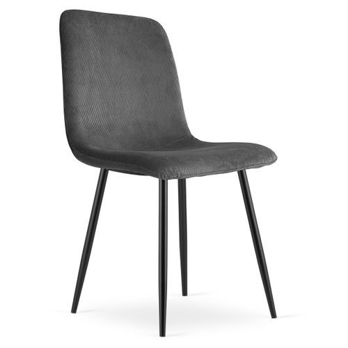 Chaise Rift - Velours Côtelé Gris / Pieds Noirs X 3 60x56x58