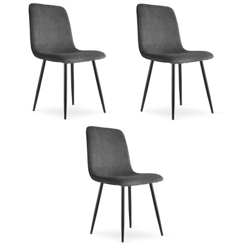 Chaise Rift - Velours Côtelé Gris / Pieds Noirs X 3 60x56x58