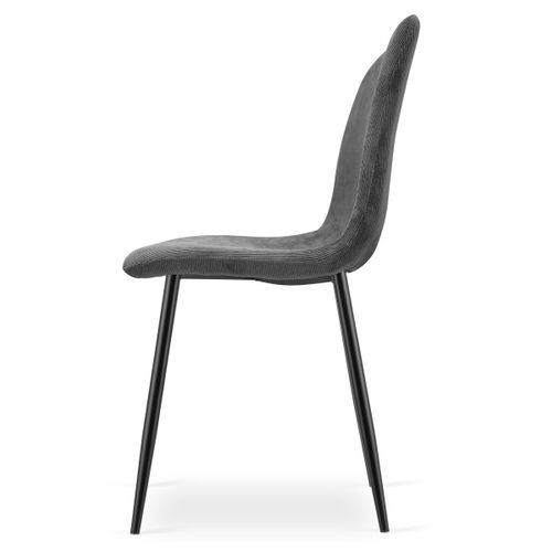 Chaise Rift - Velours Côtelé Gris / Pieds Noirs X 3 60x56x58