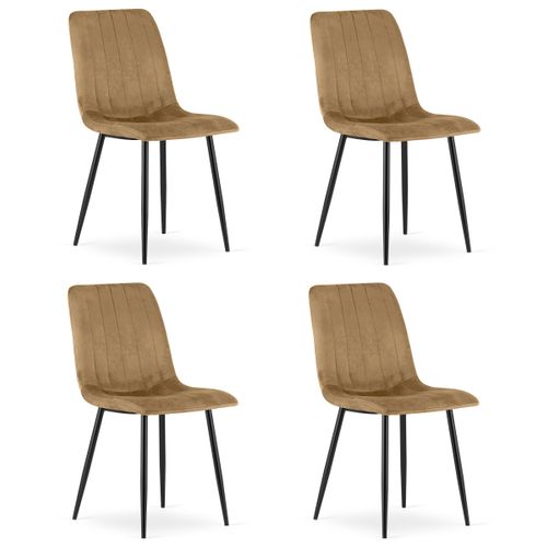 Chaise Lava - Velours Brun / Pieds Noirs X 4 85x58x57