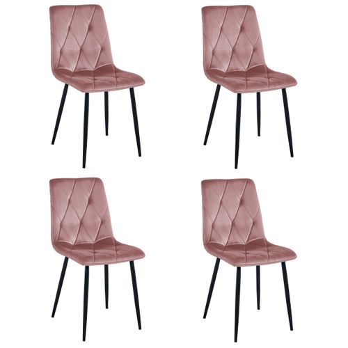 Chaise Libra - Velours Rose / Pieds Noirs X 4 68x59x58