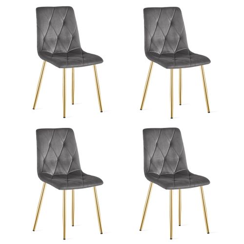 Chaise Libra - Velours Gris Foncé / Pieds Couleur Dorée X 4 68x59x58