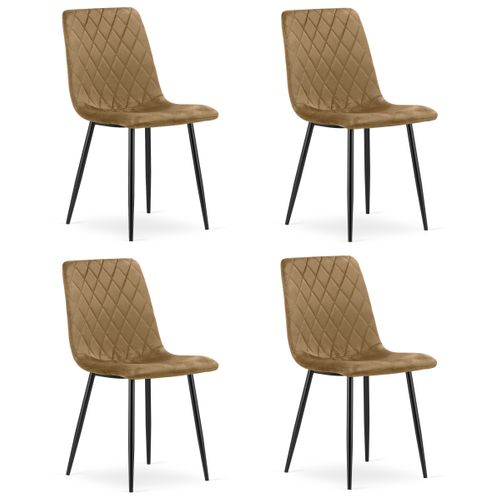 Chaise Turin - Velours Brun / Pieds Noirs X 4 85x58x57