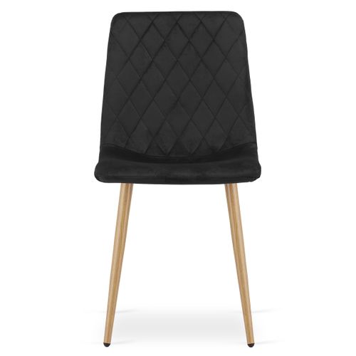 Chaise Turin - Velours Noir, Pieds Couleur Bois X 4 85x58x57