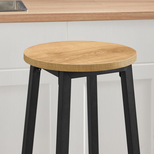 Tabouret De Bar - Chêne / Pieds Noirs 67x8x35