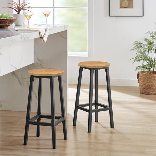 Tabouret De Bar - Chêne / Pieds Noirs 67x8x35