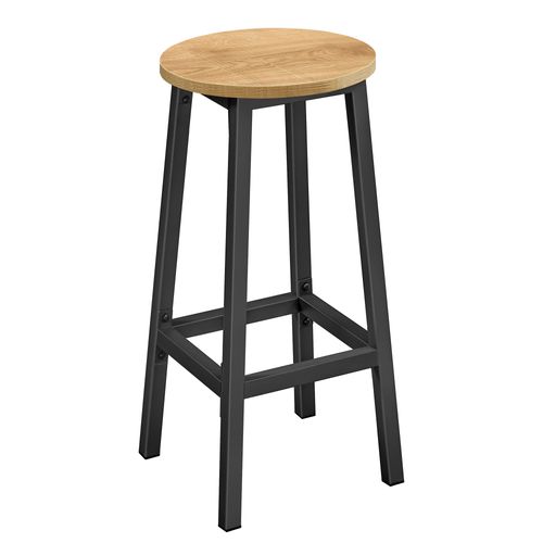 Tabouret De Bar - Chêne / Pieds Noirs 67x8x35