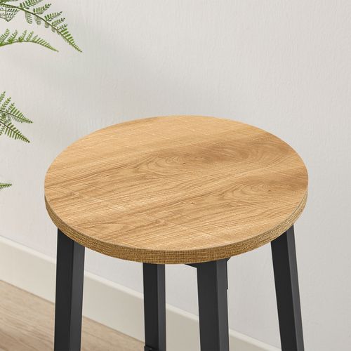Tabouret De Bar - Chêne / Pieds Noirs 67x8x35