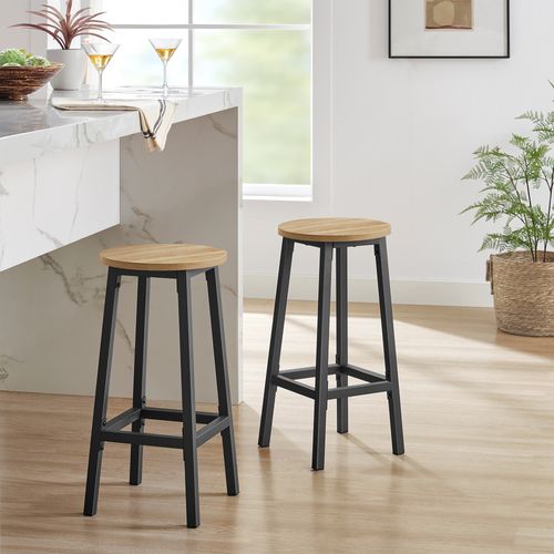 Tabouret De Bar - Chêne Sonoma / Pieds Noirs 67x8x35