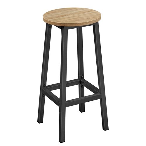 Tabouret De Bar - Chêne Sonoma / Pieds Noirs 67x8x35