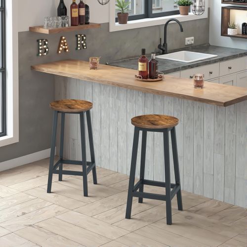 Taboret - Tabouret De Bar Rustique / Pieds Noirs 67x8x35