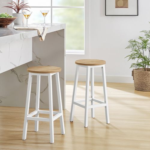 Tabouret De Bar - Chêne Sonoma / Pieds Blancs 67x8x35