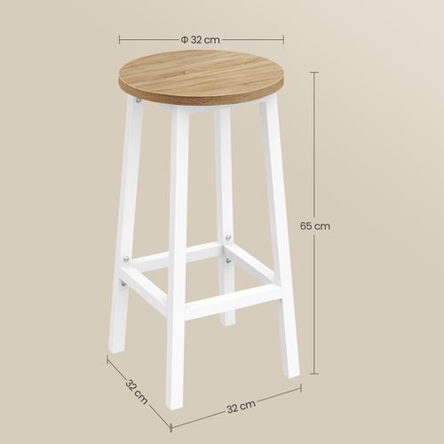 Tabouret De Bar - Chêne Sonoma / Pieds Blancs 67x8x35