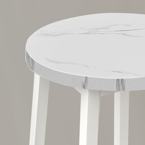 Tabouret De Bar - Marbre / Pieds Blancs 67x8x35