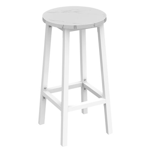 Tabouret De Bar - Marbre / Pieds Blancs 67x8x35