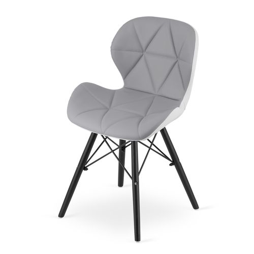 Chaise Lago Similicuir - Gris-blanc / Pieds Noirs X1 45x45x50