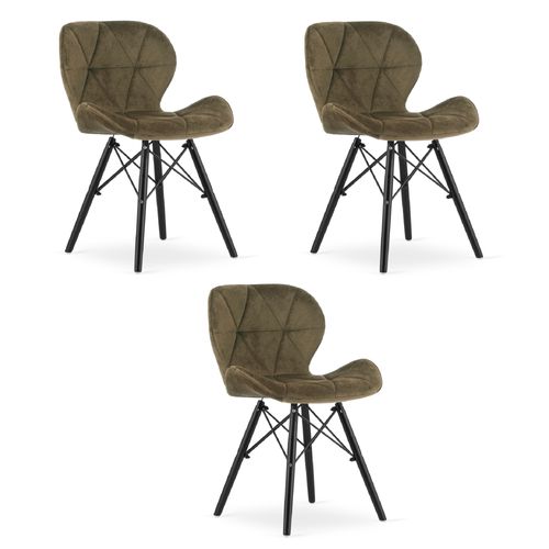 Chaise Lago Velours - Brun/pieds Noirs X 3 60x50x50