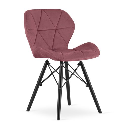 Chaise Lago Velours - Rose Foncé/pieds Noirs X 2 46x46x52