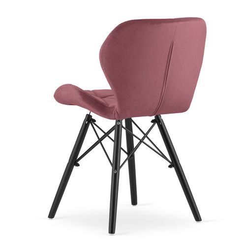 Chaise Lago Velours - Rose Foncé/pieds Noirs X 2 46x46x52