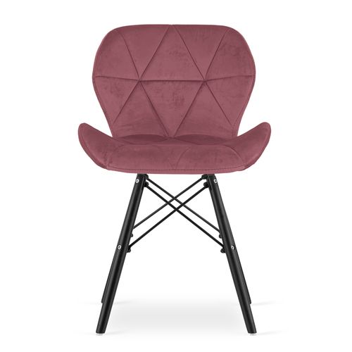 Chaise Lago Velours - Rose Foncé/pieds Noirs X 3 60x50x50