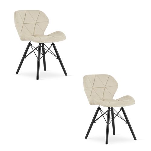Chaise Lago Velours - Beige/pieds Noirs X 2 46x46x52