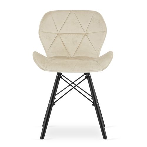 Chaise Lago Velours - Beige/pieds Noirs X 4 60x50x50
