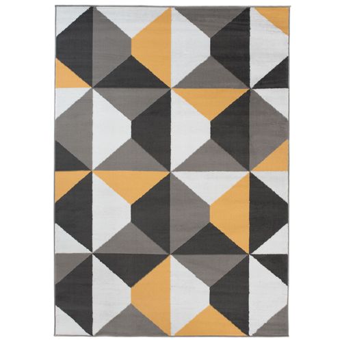Tapis Salon Rectangle Jaune Gris Blanc Géométrique Fin Maya 80x150