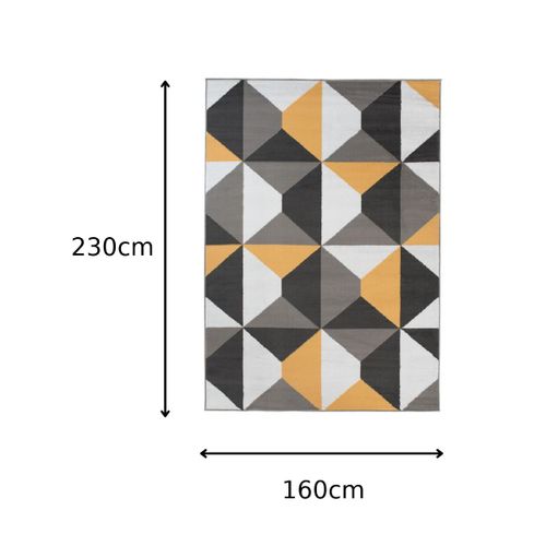 Tapis Salon Rectangle Jaune Gris Blanc Géométrique Fin Maya 160x230