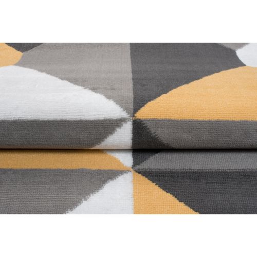 Tapis Salon Rectangle Jaune Gris Blanc Géométrique Fin Maya 220x300