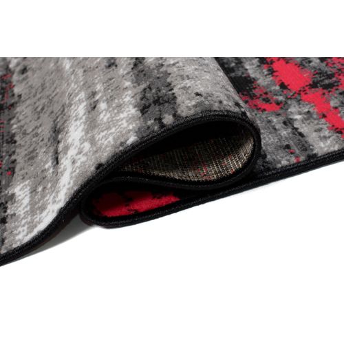 Tapis De Salon Chambre Ado Design Moderne Gris Noir Rouge Moucheté Fin Maya 200x250