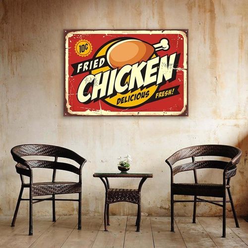 Tableau Poulet Rôti 90 X 60 Cm Rouge