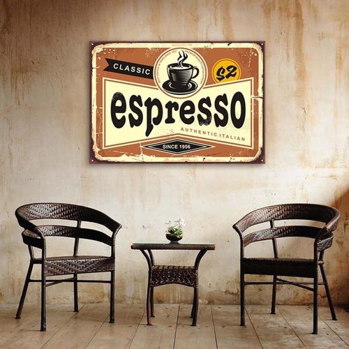 Tableau Bois Rétro - Expresso 90 X 60 Cm Marron