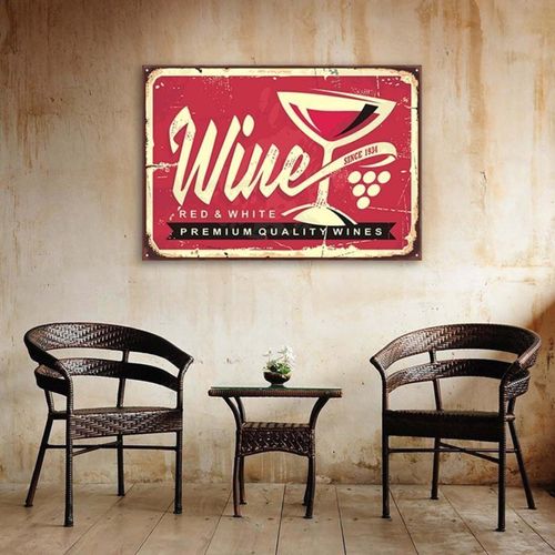Tableau Bois Rétro - Vin 120 X 80 Cm Rouge