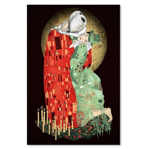 Tableau Dracula De Coppola Dans Le Style De Klimt Le Baiser 70 X 100 Cm Rouge