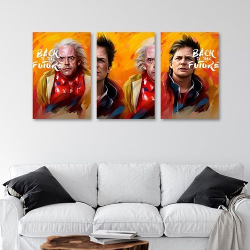 Tableau Retour Vers Le Futur Marty Et Doc 70 X 100 Cm Jaune