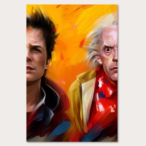 Tableau Retour Vers Le Futur Marty Et Doc 70 X 100 Cm Jaune