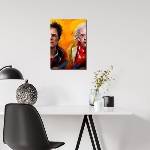 Tableau Retour Vers Le Futur Marty Et Doc 70 X 100 Cm Jaune