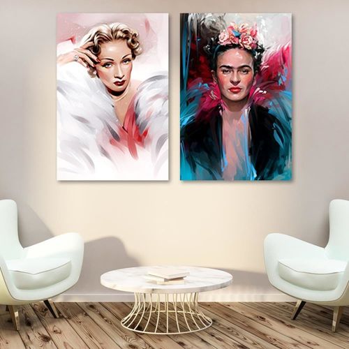 Tableau Portrait De Frida Kahlo 40 X 60 Cm Bleu