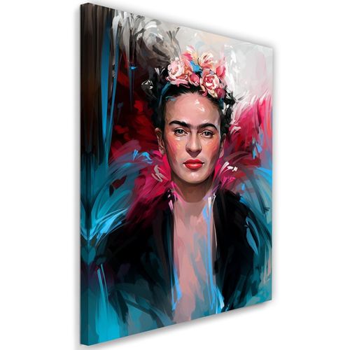 Tableau Portrait De Frida Kahlo 40 X 60 Cm Bleu