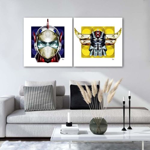 Tableau Portrait De Goldorak 60 X 60 Cm Jaune