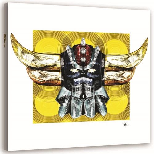 Tableau Portrait De Goldorak 60 X 60 Cm Jaune