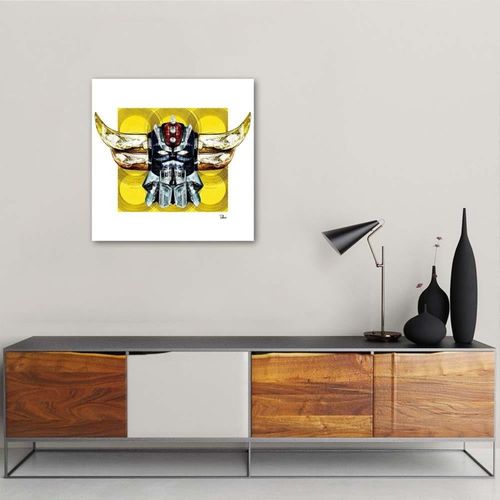 Tableau Portrait De Goldorak 80 X 80 Cm Jaune