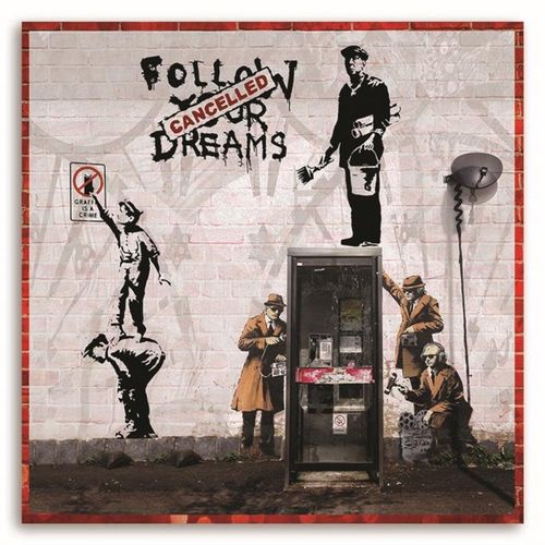 Tableau Banksy Graffiti Collection D'œuvres 50 X 50 Cm Rouge