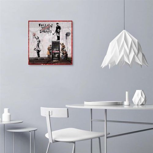 Tableau Banksy Graffiti Collection D'œuvres 60 X 60 Cm Rouge